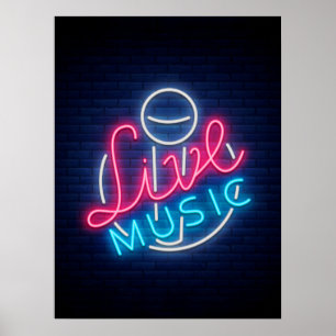 Karaoke Neon Lighting Curved Word Art Word Text Poster