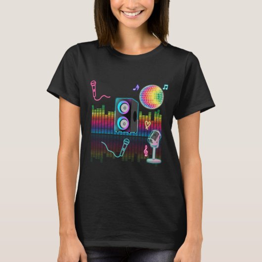 Karaoke Neon Singing Music Party T-shirt (Voorkant)