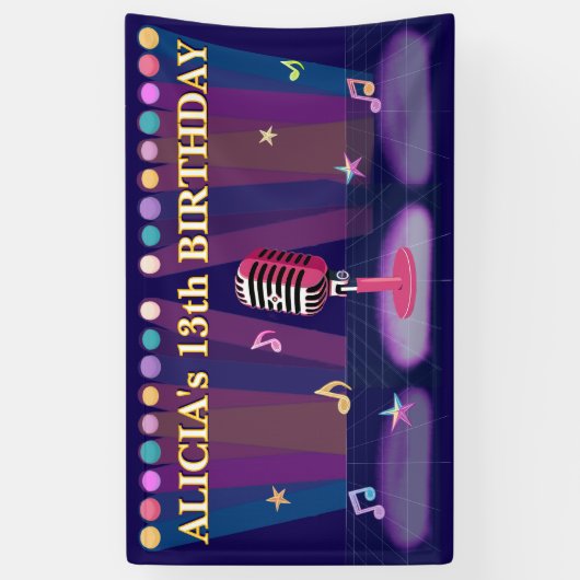 Karaoke Night 13e verjaardagsfeest Spandoek (Verticaal)