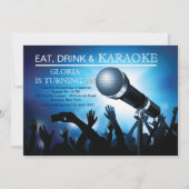 Karaoke Night Adult Birthday Party Invitation Kaart (Voorkant)