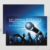Karaoke Night Adult Birthday Party Invitation Kaart (Voorkant / Achterkant)