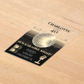 Karaoke Night Black Gold 40th Disco Birthday Party Acryl Uitnodigingen (Laagn)