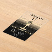 Karaoke Night Black Gold Singing Birthday Party Acryl Uitnodigingen (Laagn)