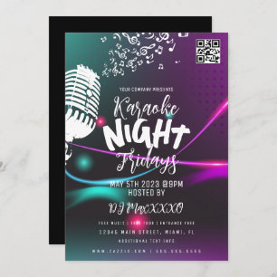 Karaoke Night Event Party Bar Flyer Kaart