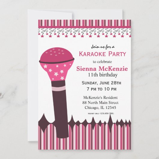 Karaoke Nights Kaart (Voorkant)