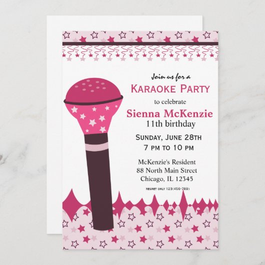 Karaoke Nights Kaart (Voorkant / Achterkant)