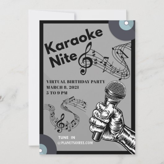 Karaoke Nite Birthday Invitation Kaart (Voorkant)