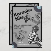Karaoke Nite Birthday Invitation Kaart (Voorkant / Achterkant)
