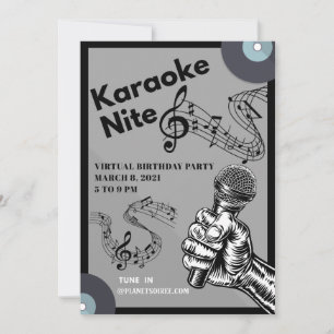 Karaoke Nite Birthday Invitation Kaart