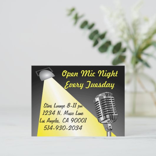 Karaoke/Open Mic Night Briefkaart (Staand voorkant)