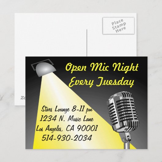 Karaoke/Open Mic Night Briefkaart (Voorkant / Achterkant)