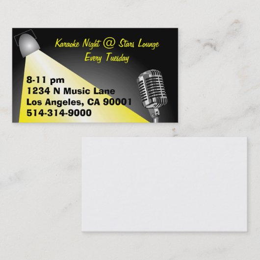 Karaoke/Open Mic Night Visitekaartje (Voorkant / Achterkant)