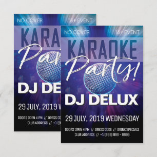 Karaoke Party   DJ   Club Flyer Kaart