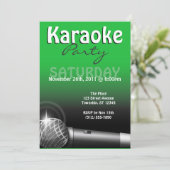 Karaoke Party Groene Uitnodigingen (Staand voorkant)