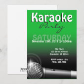 Karaoke Party Groene Uitnodigingen (Voorkant / Achterkant)