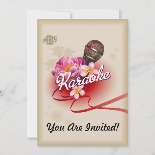 Karaoke Party Invitation Microphone Sing Song Card Kaart (Voorkant)