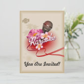 Karaoke Party Invitation Microphone Sing Song Card Kaart (Staand voorkant)
