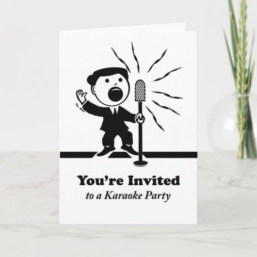 Karaoke Party Invitation,  zangeres bij Mic (Voorkant)