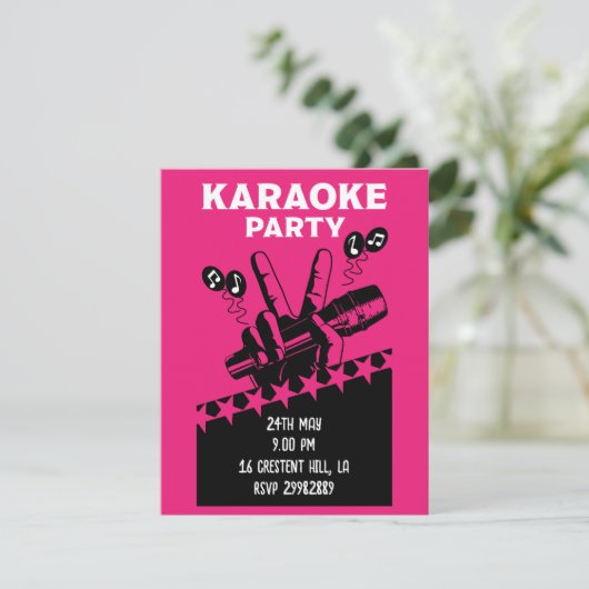 Karaoke Party Invite (Staand voorkant)