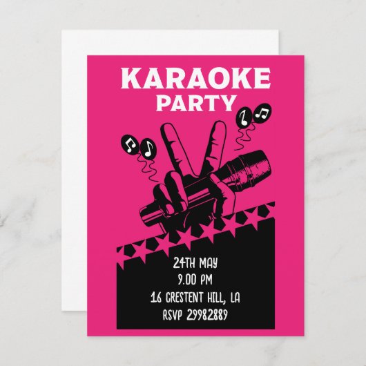 Karaoke Party Invite (Voorkant / Achterkant)