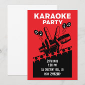 Karaoke Party Invite Kaart (Voorkant / Achterkant)