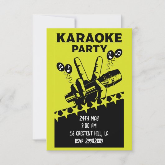 Karaoke Party Invite RSVP Kaartje (Voorkant)