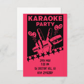 Karaoke Party Invite RSVP Kaartje (Voorkant / Achterkant)