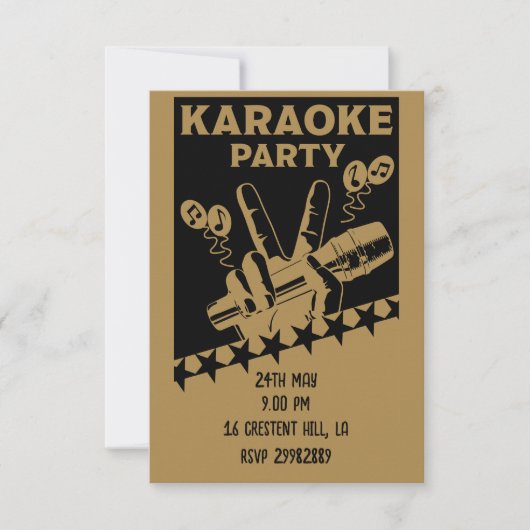 Karaoke Party Invite RSVP Kaartje (Voorkant)