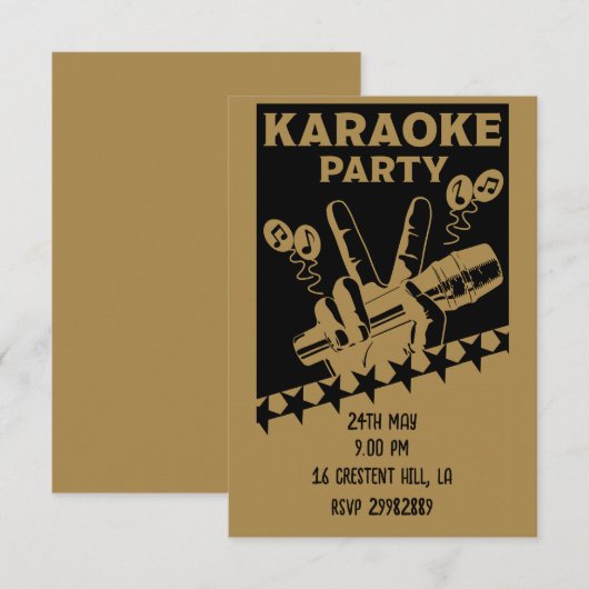 Karaoke Party Invite RSVP Kaartje (Voorkant / Achterkant)