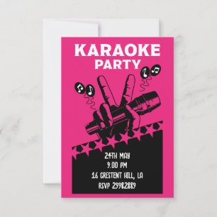 Karaoke Party Invite RSVP Kaartje