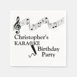 Karaoke Party Musical Scale Microphone Black Tekst Servet
