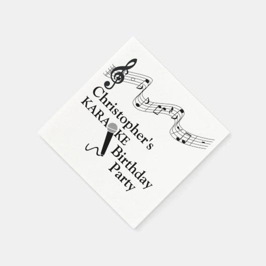 Karaoke Party Musical Scale Microphone Black Tekst Servet (Hoek)