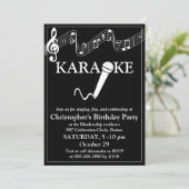 Karaoke Party Musical Scale Microphone Black White Kaart (Staand voorkant)