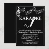 Karaoke Party Musical Scale Microphone Black White Kaart (Voorkant / Achterkant)