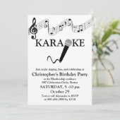 Karaoke Party Musical Scale Microphone Black White Kaart (Staand voorkant)