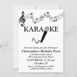 Karaoke Party Musical Scale Microphone Black White Kaart