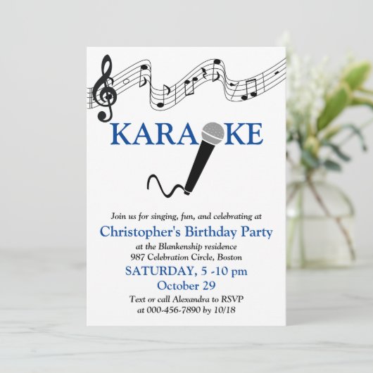 Karaoke Party Musical Scale Microphone Blue Kaart (Staand voorkant)