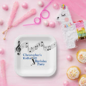 Karaoke Party Musical Scale Microphone Blue Papieren Bordje (Feest)