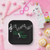 Karaoke Party Musical Scale Microphone Green Papieren Bordje (Feest)