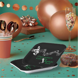 Karaoke Party Musical Scale Microphone Green Papieren Bordje