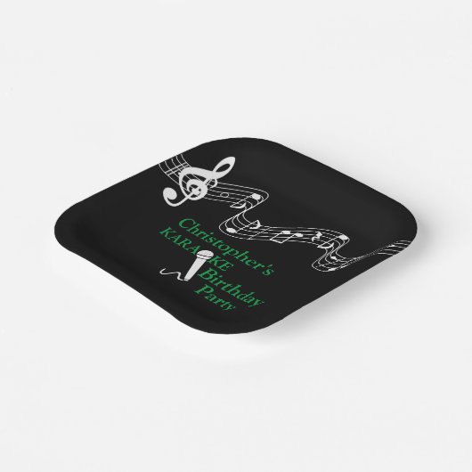 Karaoke Party Musical Scale Microphone Green Papieren Bordje (Gebogen)