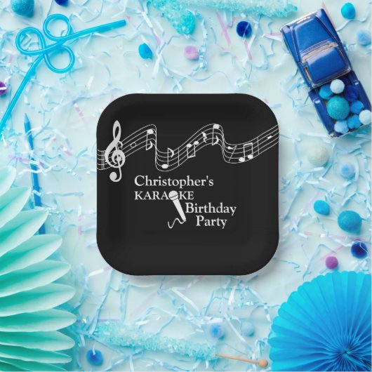 Karaoke Party Musical Scale Microphone Papieren Bordje (Feest)