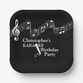 Karaoke Party Musical Scale Microphone Papieren Bordje (Voorkant)