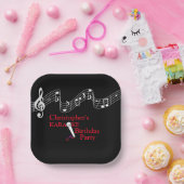 Karaoke Party Musical Scale Microphone Red Papieren Bordje (Feest)