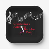 Karaoke Party Musical Scale Microphone Red Papieren Bordje (Voorkant)