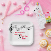 Karaoke Party Musical Scale Microphone Red Papieren Bordje (Feest)