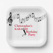 Karaoke Party Musical Scale Microphone Red Papieren Bordje (Voorkant)