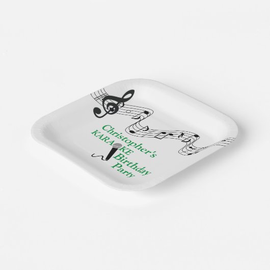 Karaoke Party Musical Scale Microphone Yellow Pape Papieren Bordje (Gebogen)