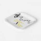 Karaoke Party Musical Scale Microphone Yellow Papieren Bordje (Gebogen)