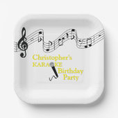 Karaoke Party Musical Scale Microphone Yellow Papieren Bordje (Voorkant)